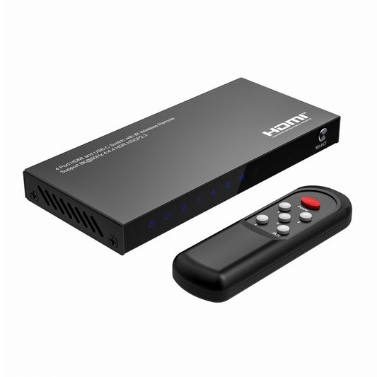 MicroConnect MC-USBCHDMISWITCH0401-8K AV Switch – 4x1 USB-C & HDMI 8K UHD Remote