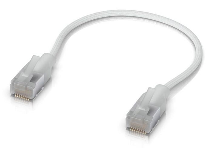 Ubiquiti UACC-CABLE-PATCH-EL-C6A-0.15M-W Cat6a Braided Network Cable 0.15m – RJ45, PoE++, White