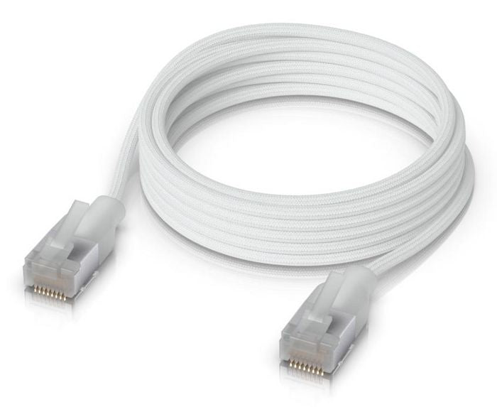 Ubiquiti UACC-CABLE-PATCH-EL-C6A-2M-W Cat6a RJ45 Ethernet Cable – 2m Braided 10GbE PoE++ White