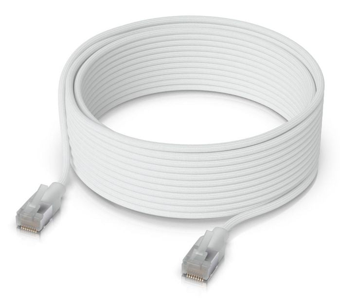 Ubiquiti UACC-CABLE-PATCH-EL-C6A-12M-W Cat6a RJ45 Patch Cable – 12m Braided 10GbE PoE++ White