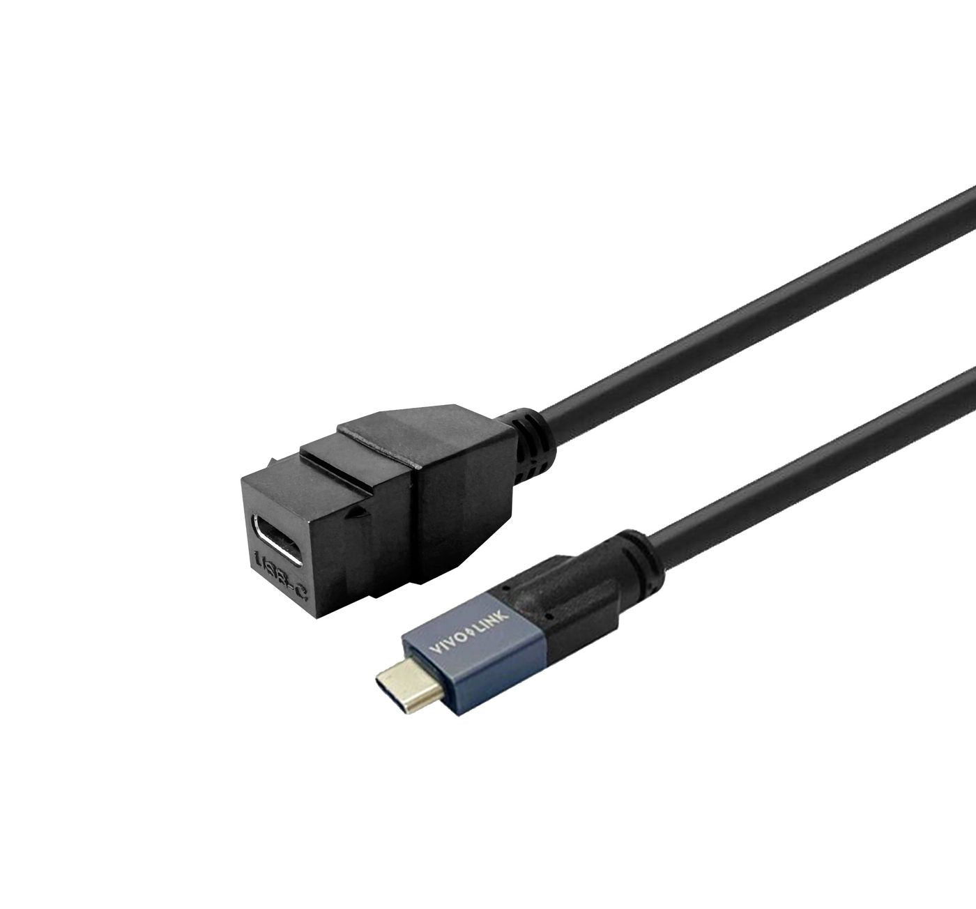 Vivolink USB-C Female to USB-C Male Cable 2m – 4K Video, 20Gbps, 100W Charging