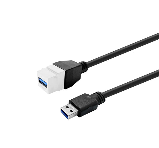 Vivolink PROKEYUSB3AFM2W USB 3.0 A-Female to A-Male Cable – 2m White, 5Gbps with Booster