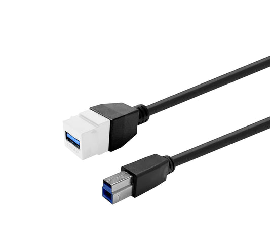 Vivolink PROKEYUSB3AFBM2W USB3.0 A-Female to B-Male Cable – 2m White, 5Gbps, 5W Power
