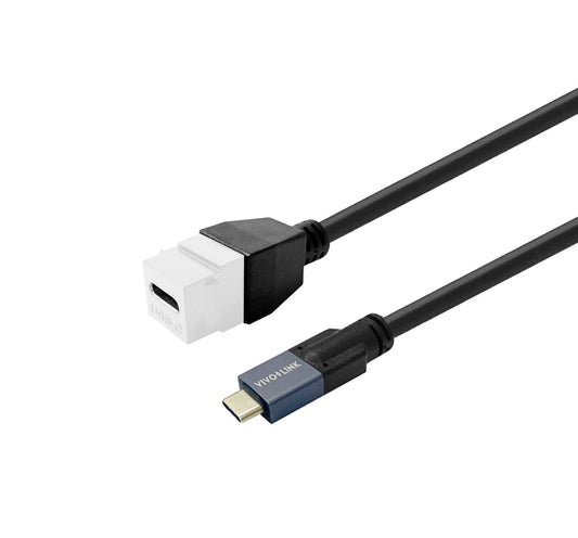 Vivolink PROKEYUSBCFM2W USB-C Female to USB-C Male Cable – 2m, 4K@30Hz, 20Gbps Data, 100W Power, White