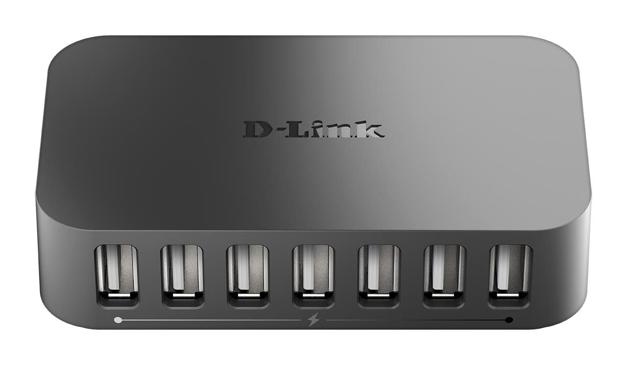 D-Link DUB-H7/E 7-Port USB 2.0 Hub with Fast Charge – Plug & Play, Black