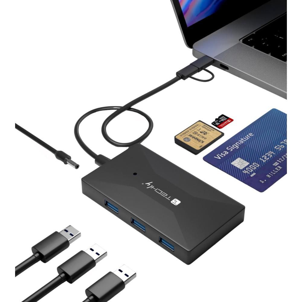 Techly IUSB-CARD-AC582 Card Reader – USB 3.2 Gen 1 Type-A/Type-C, Black