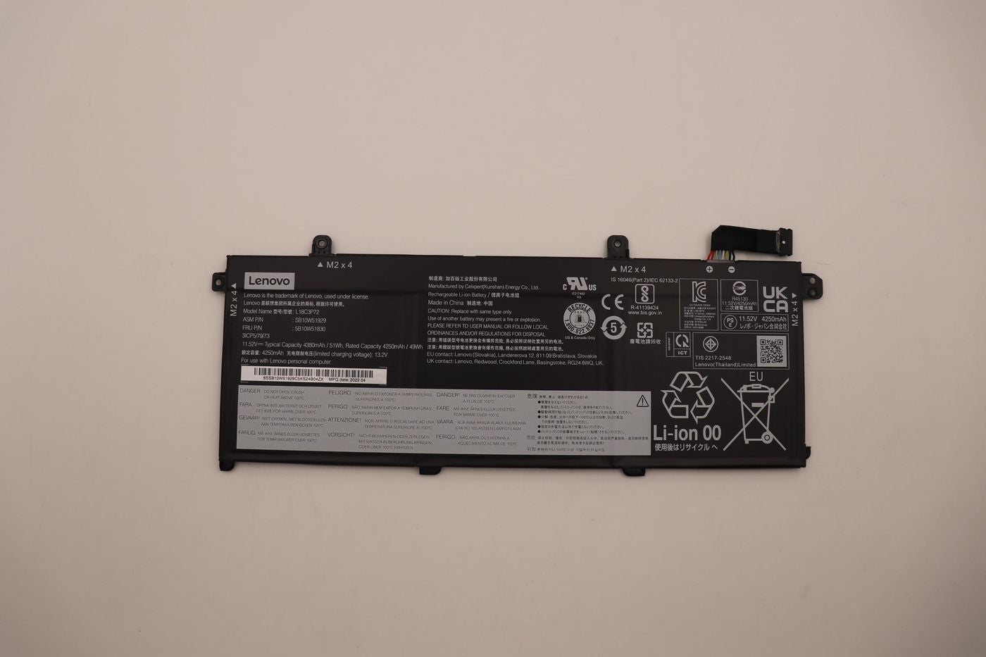 Lenovo 5B10W51830 Battery – 11.52V 50Wh 3-Cell Li-ion Black