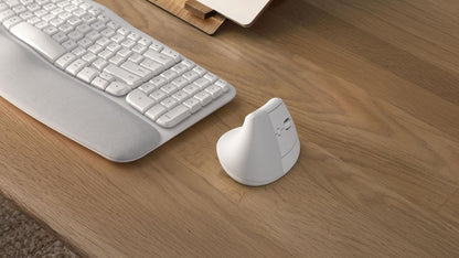 Logitech 910-006475 Vertical Ergonomic Mouse – RF Wireless/Bluetooth, 4000 DPI, White
