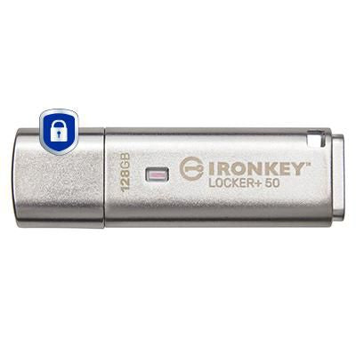 Kingston IKLP50/128GB USB Flash Drive – 128GB, AES 256-bit Encryption, Silver