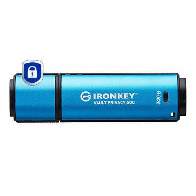 Kingston IKVP50C/32GB 32GB USB-C IronKey Vault Privacy 50C AES-256 Encrypted Drive
