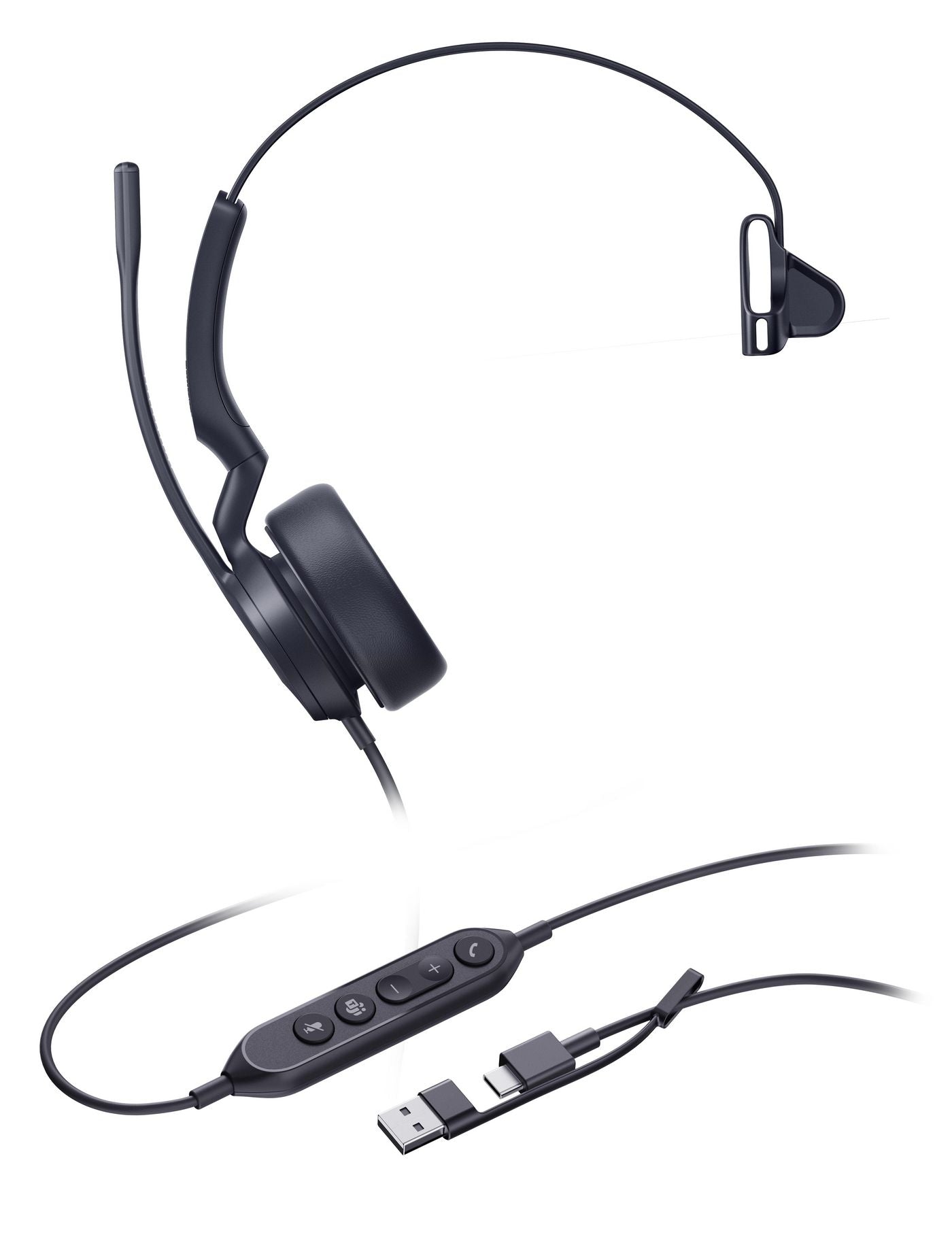 Yealink 1308188 Mono Teams USB-C/A Headset – Wired, Noise Cancelling, Black