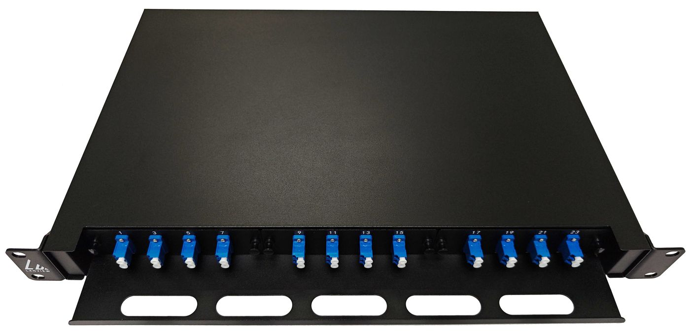 Lanview LVO-101015 1U Sliding Fibre Optic Patch Panel – 24 LC SM OS2 Core ODF