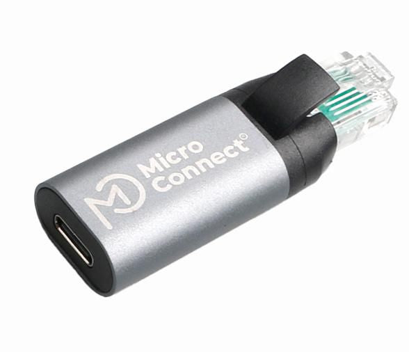 Microconnect USB-C Female to RJ45 Male Adapter – 1Gbps High-Speed Network