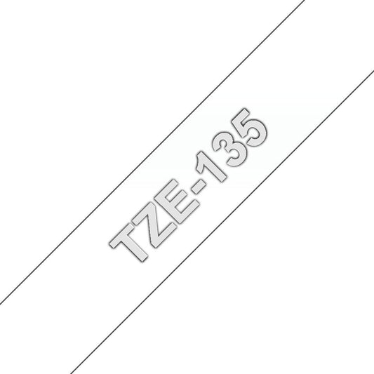 Brother TZE-135 Label Making Tape – 12mm White on Clear Laminated 8m