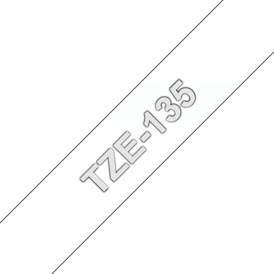 Brother TZE135 Label Making Tape – 12mm White on Clear Laminated 8m