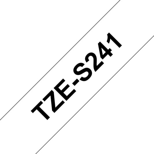 Brother TZE-S241 Label Making Tape – 18mm Black on White, Extra Strength