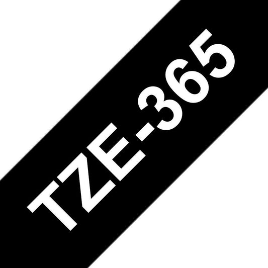 Brother TZE365 P-touch Label Tape – White on Black, 36mm x 8m