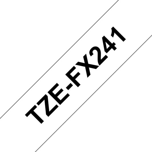 Brother TZE-FX241 Flexible ID Tape – Black on White 18mm for PT Label Makers