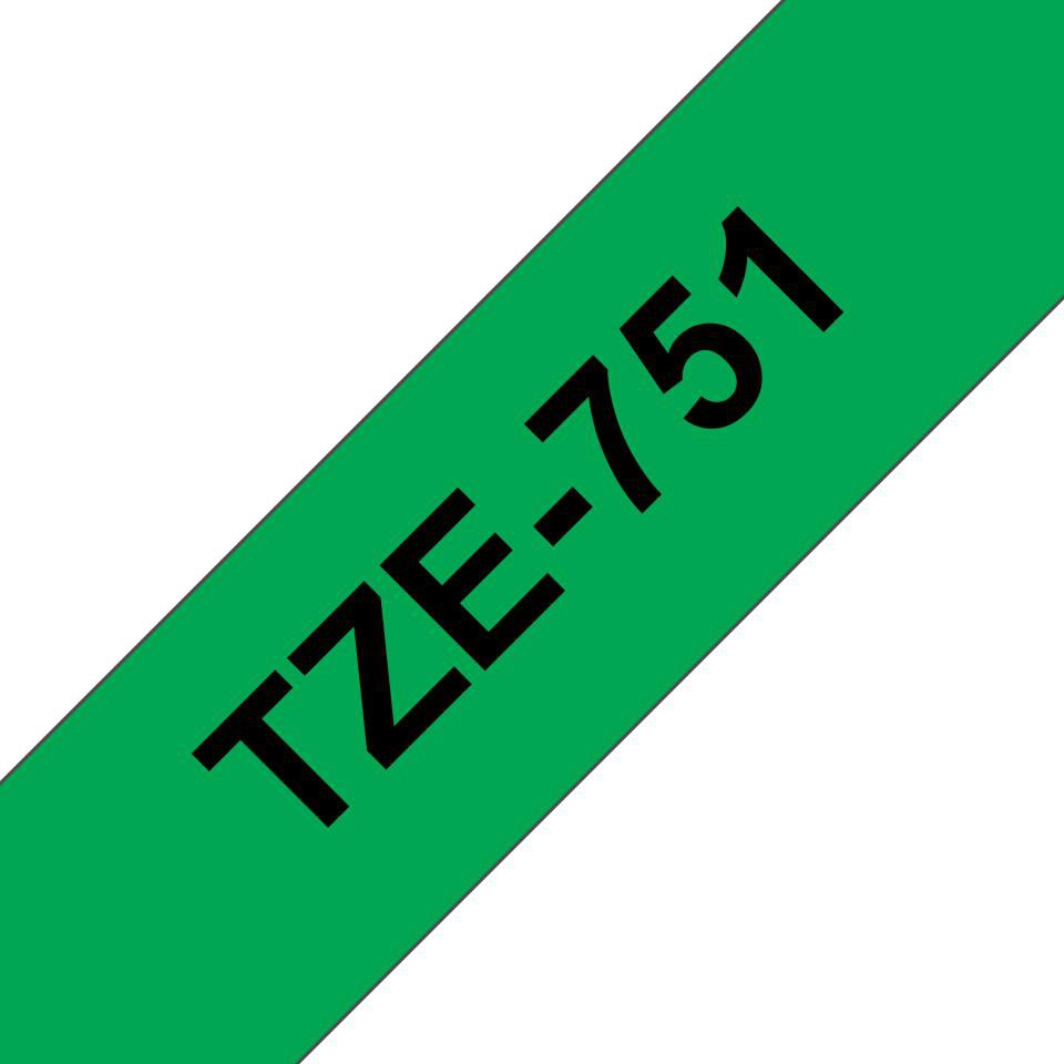 Brother TZE751 Label Making Tape – 24mm Black on Green Laminated 8m