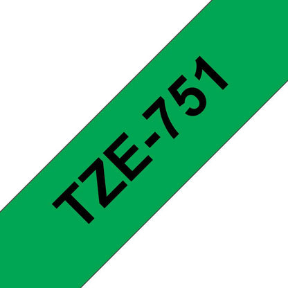 Brother TZE751 Label Making Tape – 24mm Black on Green Laminated 8m