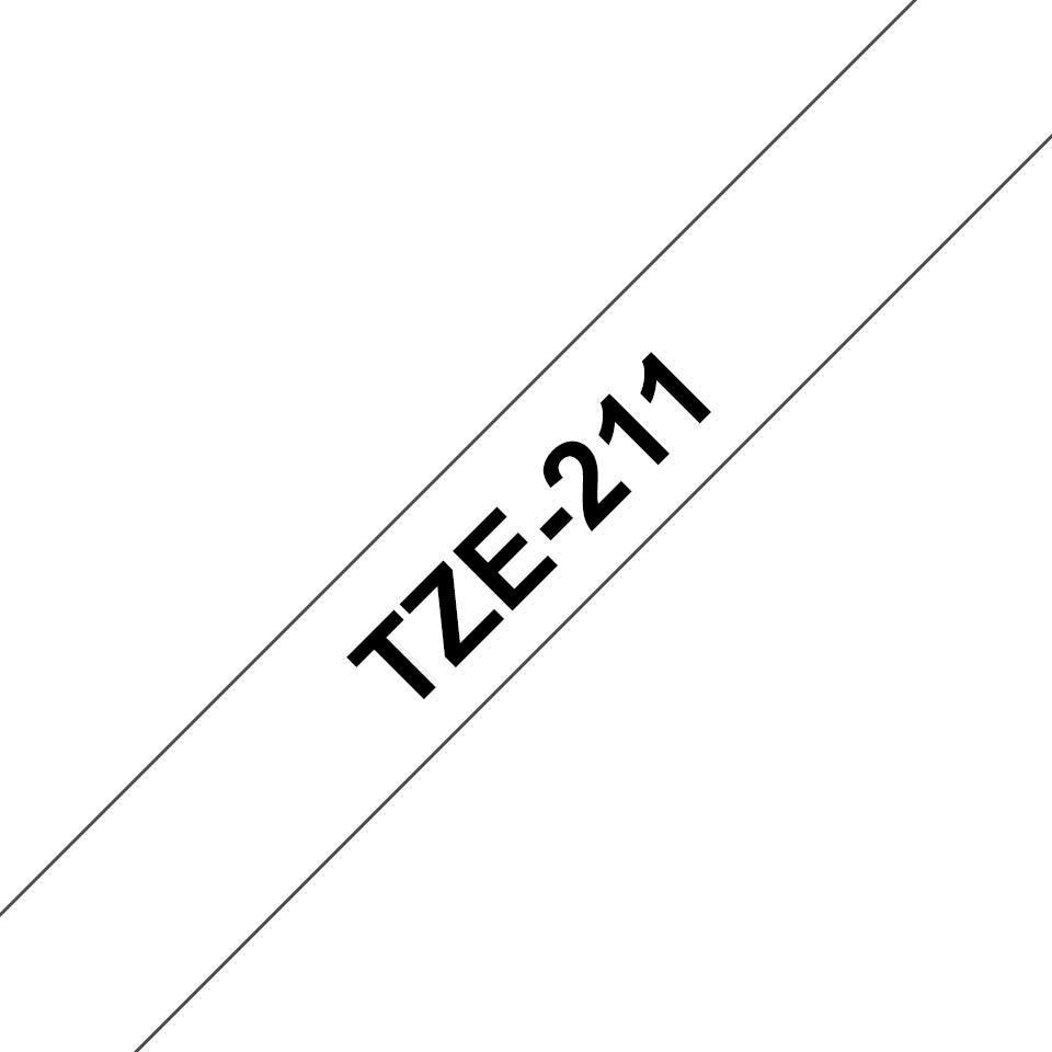 Brother TZE-211 Label Making Tape – 6mm x 8m Black on White TZe
