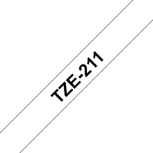 Brother TZE-211 Label Making Tape – 6mm x 8m Black on White TZe
