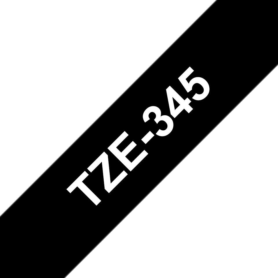 Brother TZE-345 Label Making Tape – Laminated 18mm x 8m White on Black