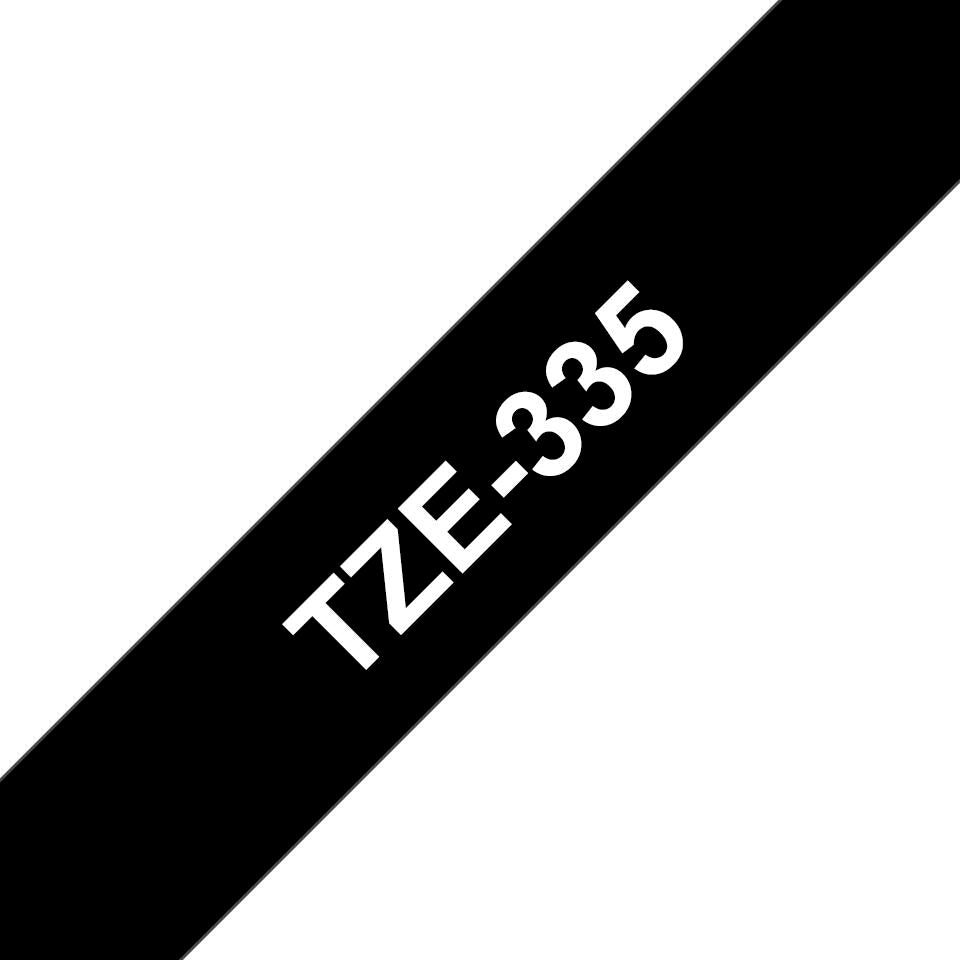 Brother TZE335 Label Making Tape – White on Black 12mm x 8m Laminated