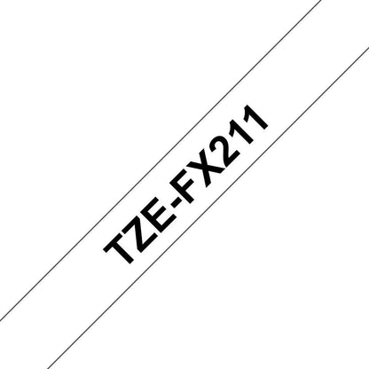 Brother TZEFX211 Label Making Tape – 6mm x 8m Black on White Laminated