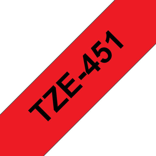 Brother TZE451 Label Making Tape – 24mm Black on Red Laminated TZ 8m