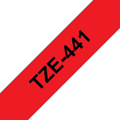 Brother TZE-441 Label Making Tape – 18mm Black on Red Laminated 8m