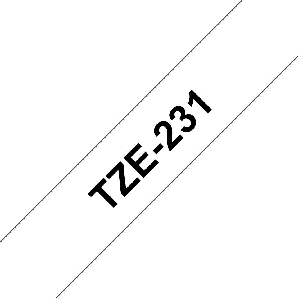Brother TZE231 Label Making Tape – Black on White 12mm x 8m Laminated