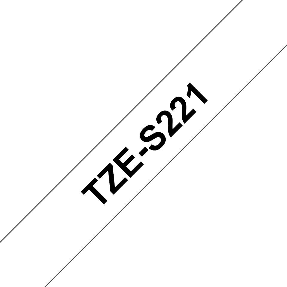 Brother TZES221 Label Making Tape – 9mm Black on White Extra Strength 8m