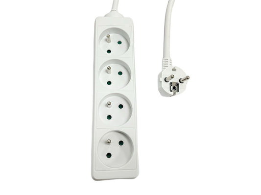 MicroConnect MC-PS040150FRW 4-Way Power Strip French Type E 1.5m White