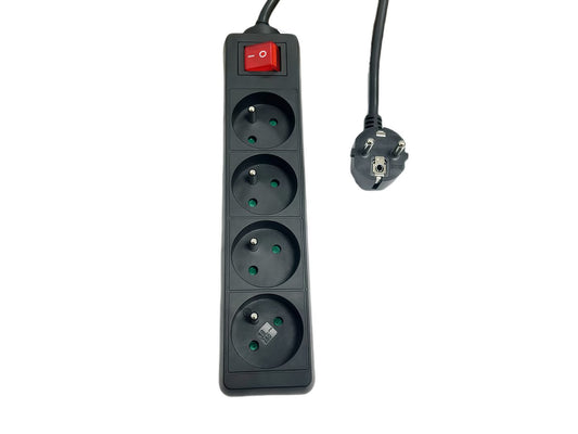 MicroConnect MC-PSOO040150FRB 4-Way Power Strip with On/Off Switch 1.5m Black