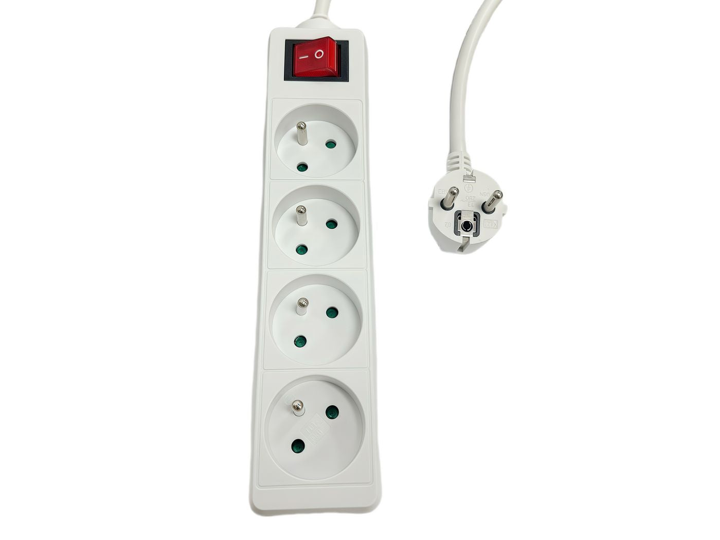 MicroConnect MC-PSOO040150FRW 4-Way Power Strip with On/Off Switch 1.5m White