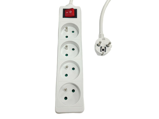 MicroConnect MC-PSOO040150FRW 4-Way Power Strip with On/Off Switch 1.5m White