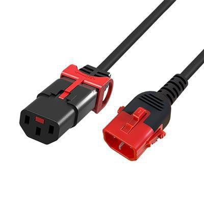 MicroConnect MC-DUALC13C14S-2.5 Powercord – C13 IEC Lock+ to C14 Dual Locking 2.5m