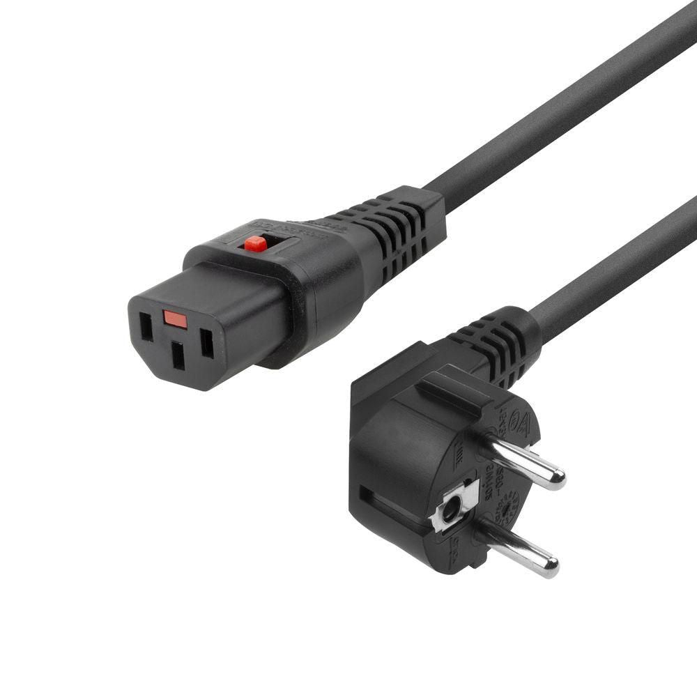 MicroConnect MC-SCHC13-1 Powercord Schuko CEE 7/7 Male (Angled) to C13 IEC Lock 1m Black