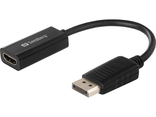 Sandberg 508-28 DisplayPort to HDMI Adapter – RoHS Certified, Black, Plug-and-Play