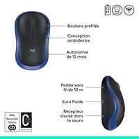 Logitech 910-002236 Wireless Mouse M185 Blue – Optical 1000DPI Ambidextrous