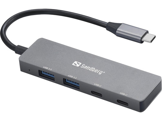 Sandberg 136-50 USB-C to 2xUSB-A + 2xUSB-C Hub – 4-Port Aluminium