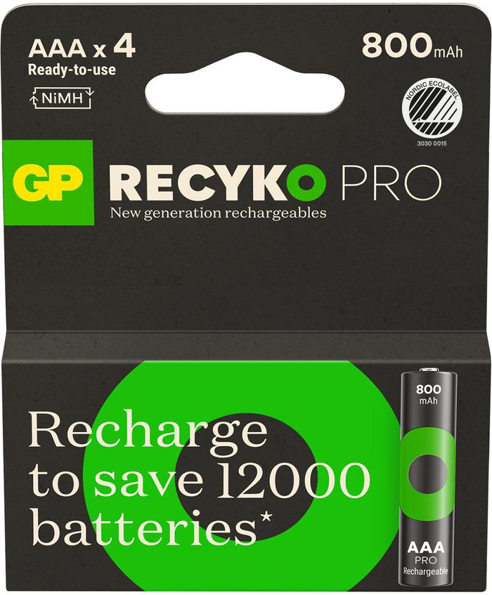 GP 201244 ReCyko Pro AAA NiMH Rechargeable Battery 1.2V (4 Pack)