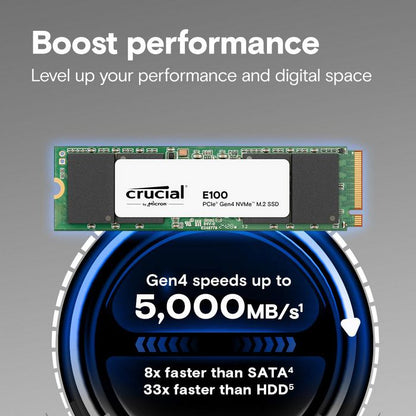 Crucial CT2000E100SSD8 2TB M.2 NVMe PCIe Gen4 Internal SSD – 4500/5000MB/s