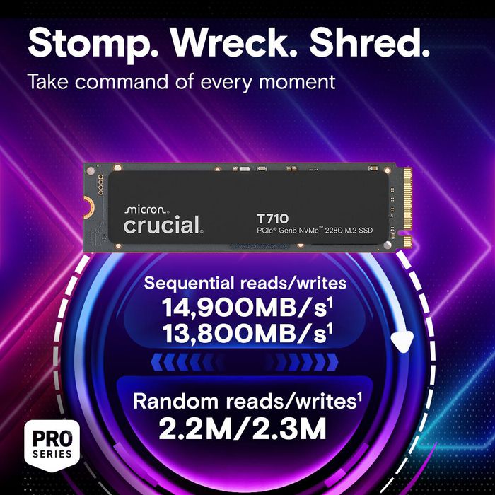 Crucial CT1000T710SSD8 1TB M.2 2280 NVMe PCIe Gen5 x4 SSD – 600TBW