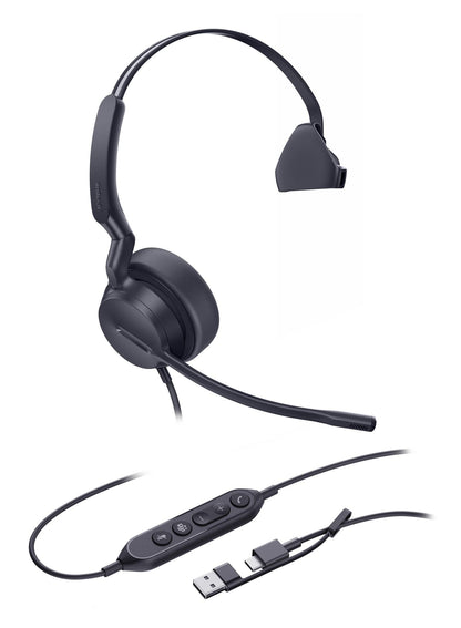 Yealink 1308216 UH42 Mono Teams Headset – USB-C/A Wired, Noise Cancelling