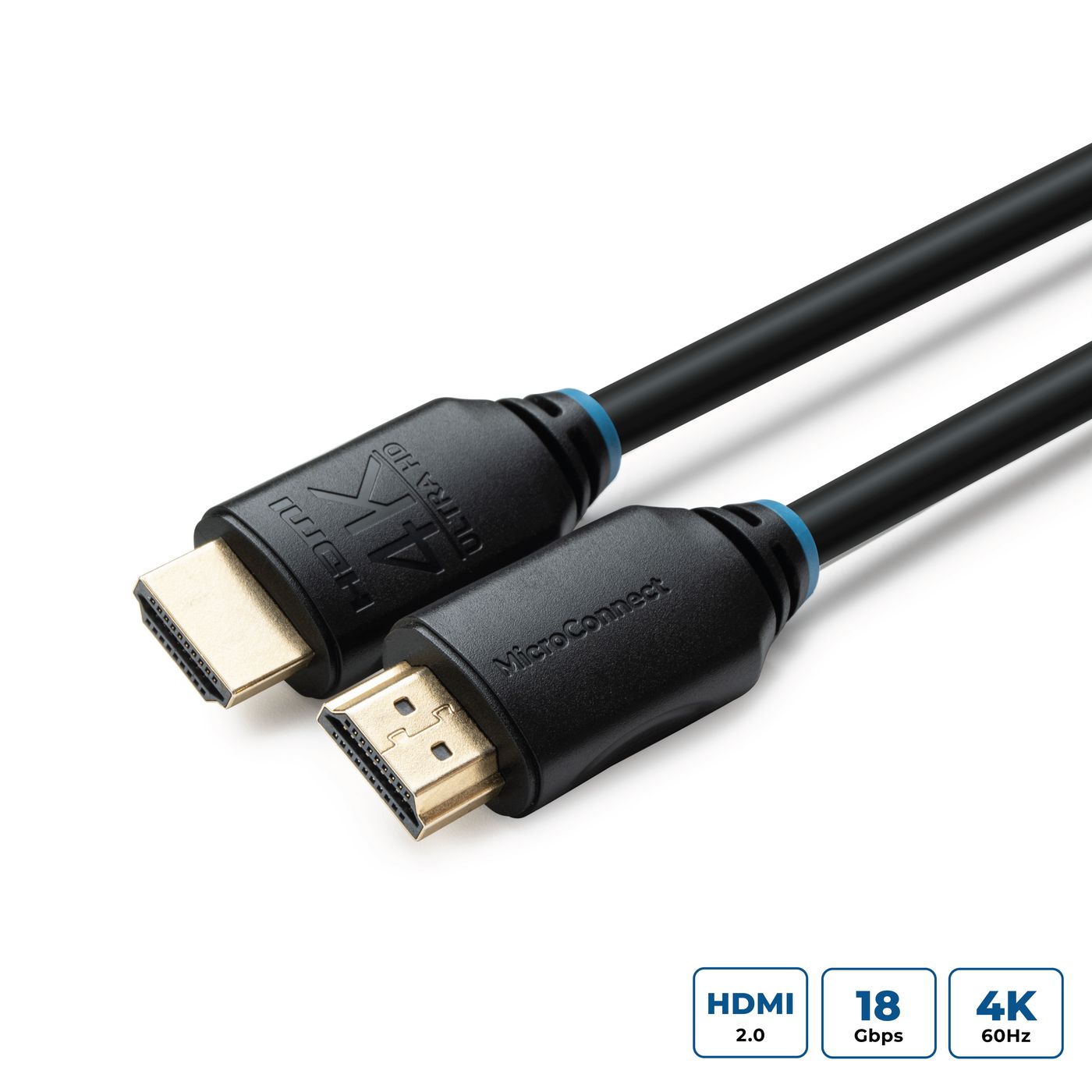 MicroConnect MC-HDM19191.5V2.0 4K HDMI Cable 1.5m – HDMI 2.0 Gold-Plated, 18Gbps, Black