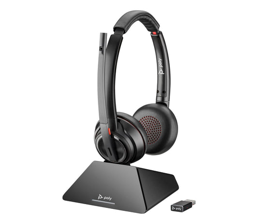 Poly 209214-02 Savi 8220 UC DECT USB-A Headset – Binaural, Wireless, Noise Cancelling