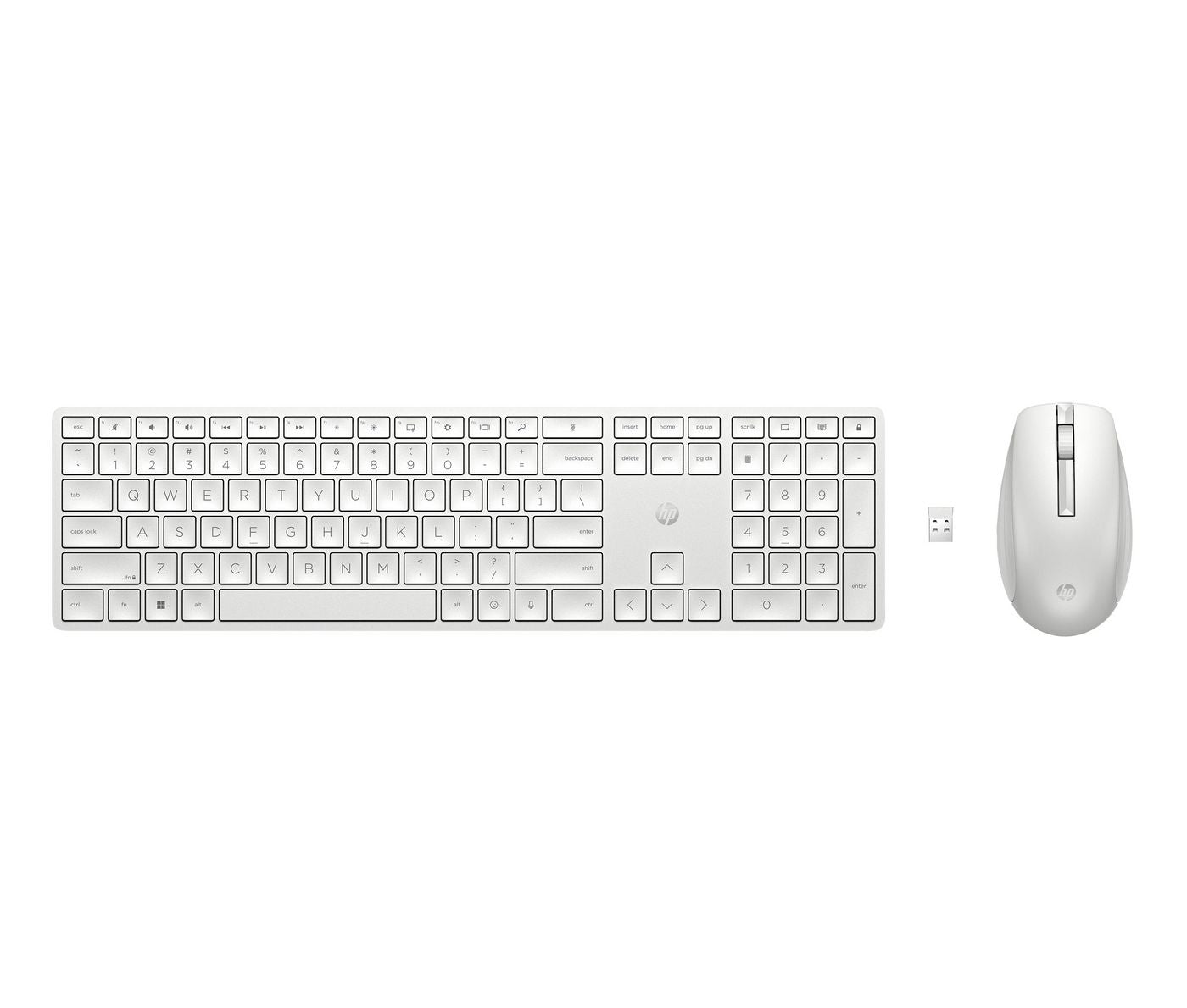 HP 4R016AA#ABX Wireless Keyboard and Mouse Combo – Full-Size, White