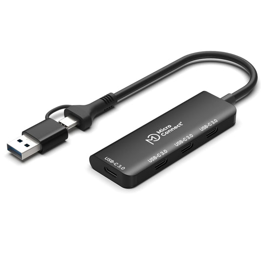 MicroConnect UC0070-5G-USB-C-4IN1-C USB-C 3.2 Gen 1 4-Port Hub – 5Gbps, Plug & Play, Silver